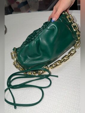 Emerald Green Chain-Trim Crossbody Bag